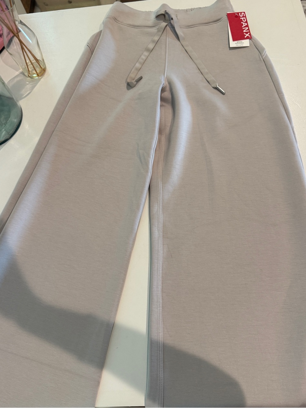 SPANX Airessentials Wide Leg Drawstring Pants in Light Taupe